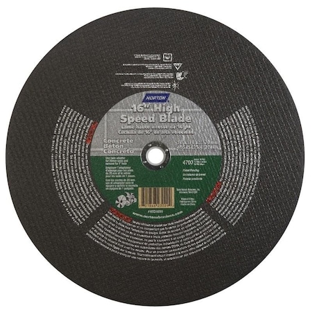 Norton Co HIGH SPEED CUT-OFF BLADES, Type 1 -Reinforced - Masonry - Silicon Carbide, Size: 16 x 1/8 x 1 701846-23029